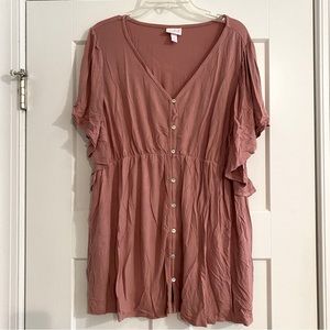 Final price ISABEL MATERNITY Rose Partial Button Top